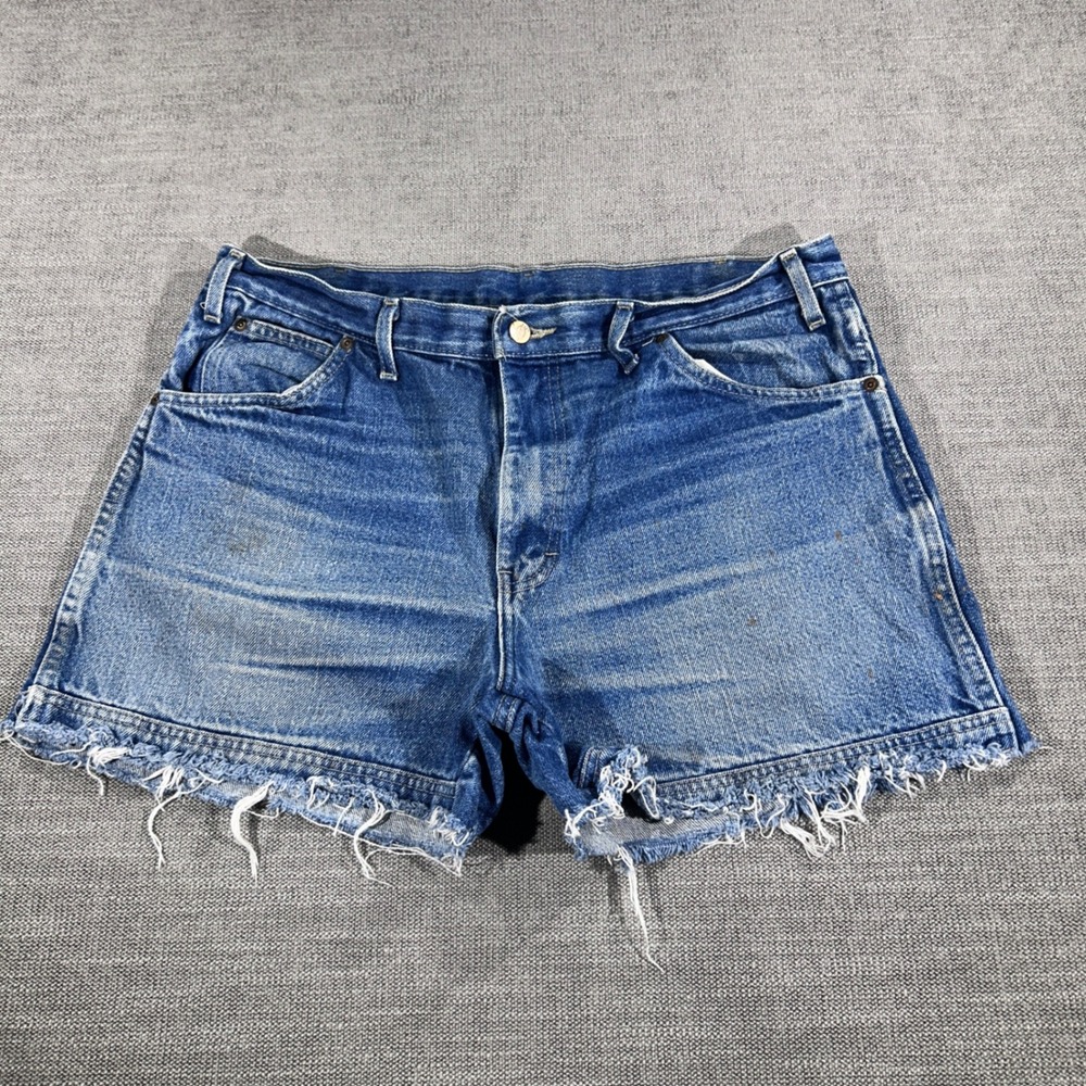Dickies Denim Cutoff Shorts Mens 36 Blue Good Vintage Raw Hem Workwear